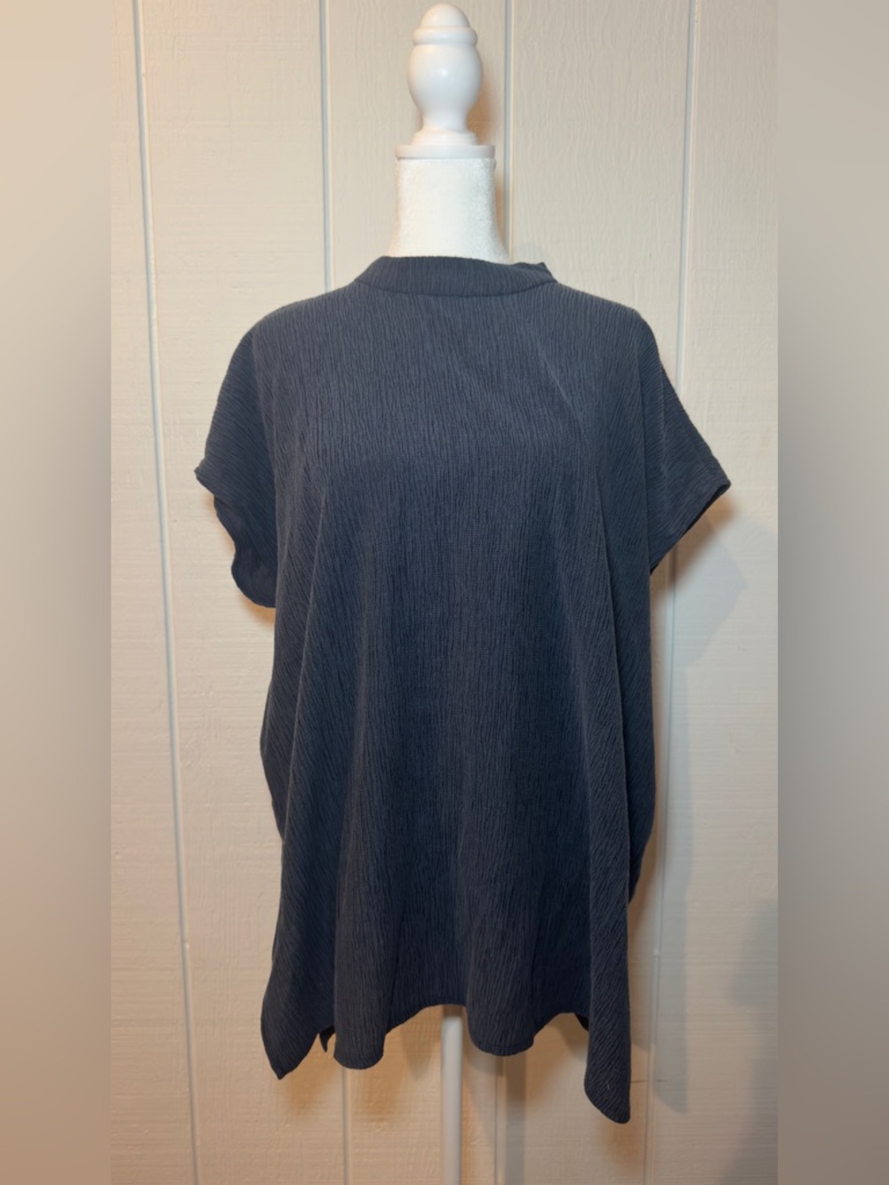 Eileen Fisher Navy Short-Sleeve Minimalist Tunic